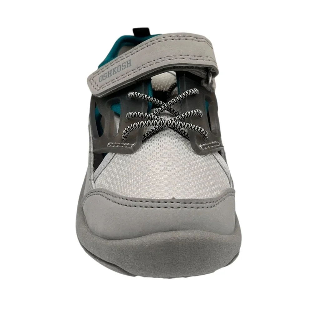 OshKosh Toddler Boys Slip-on Sport Sandals Size 10 Beige‎ Gray Aqua Closed Toe
